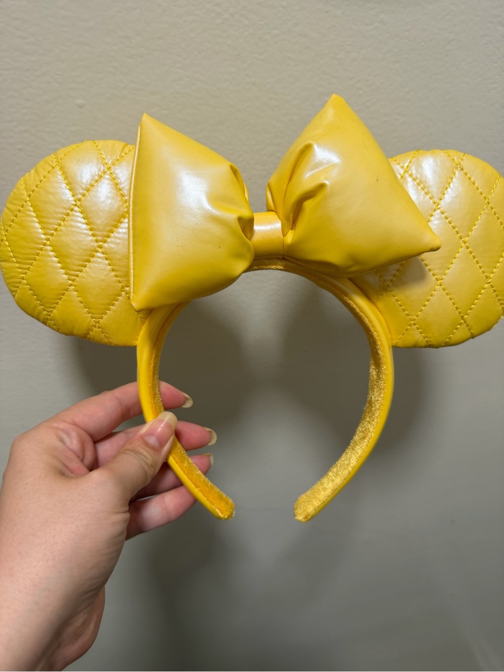 Yellow Quilted minnie Mouse Ear Headband with Bow
